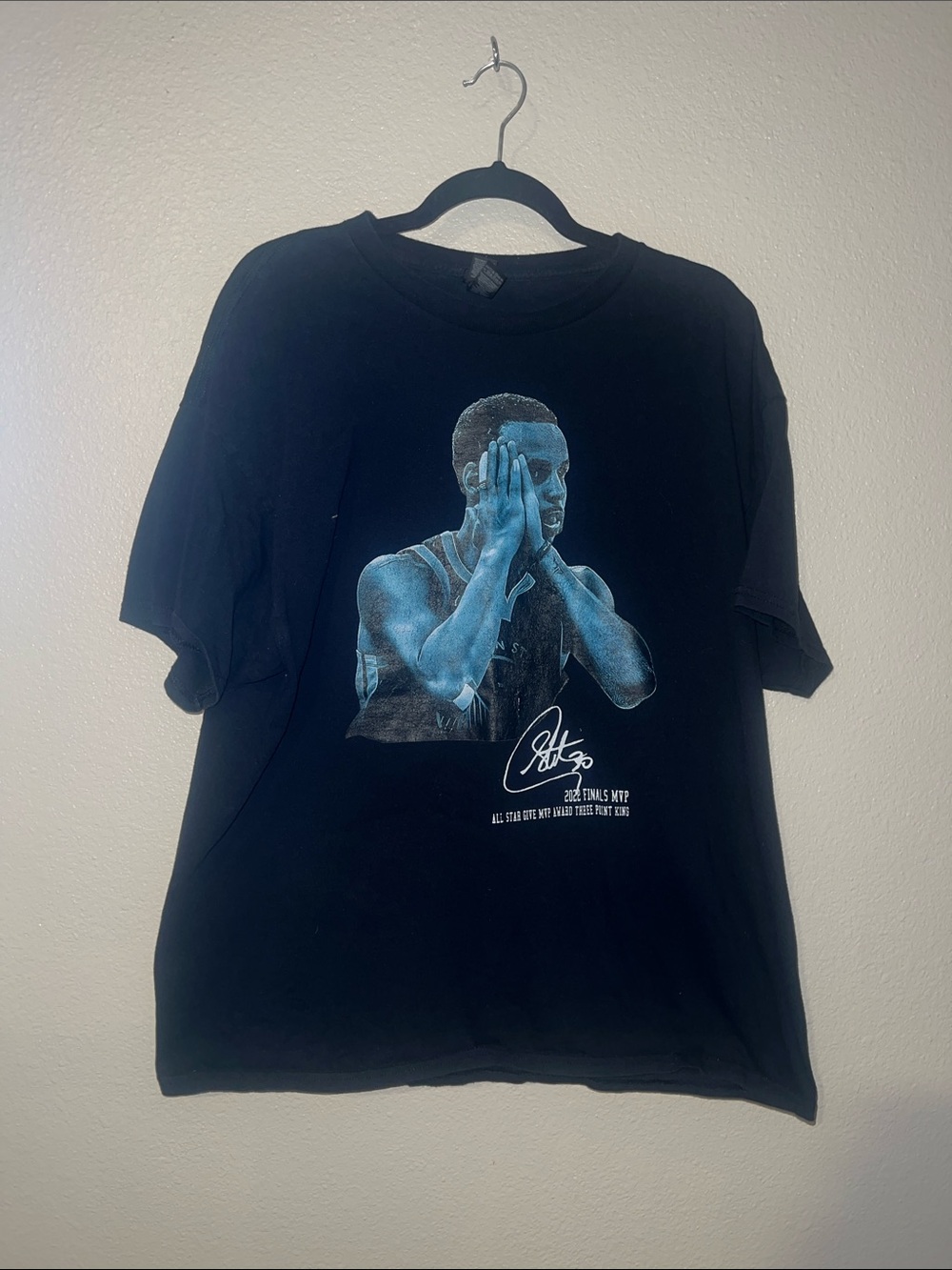 Gildan Stephen Curry Black Short Sleeve Tee with Blue Athlete Graphic